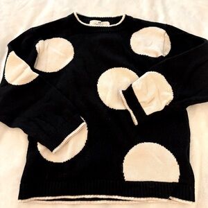 H&M Black and Cream Polka Dot Sweater for girls NWOT
